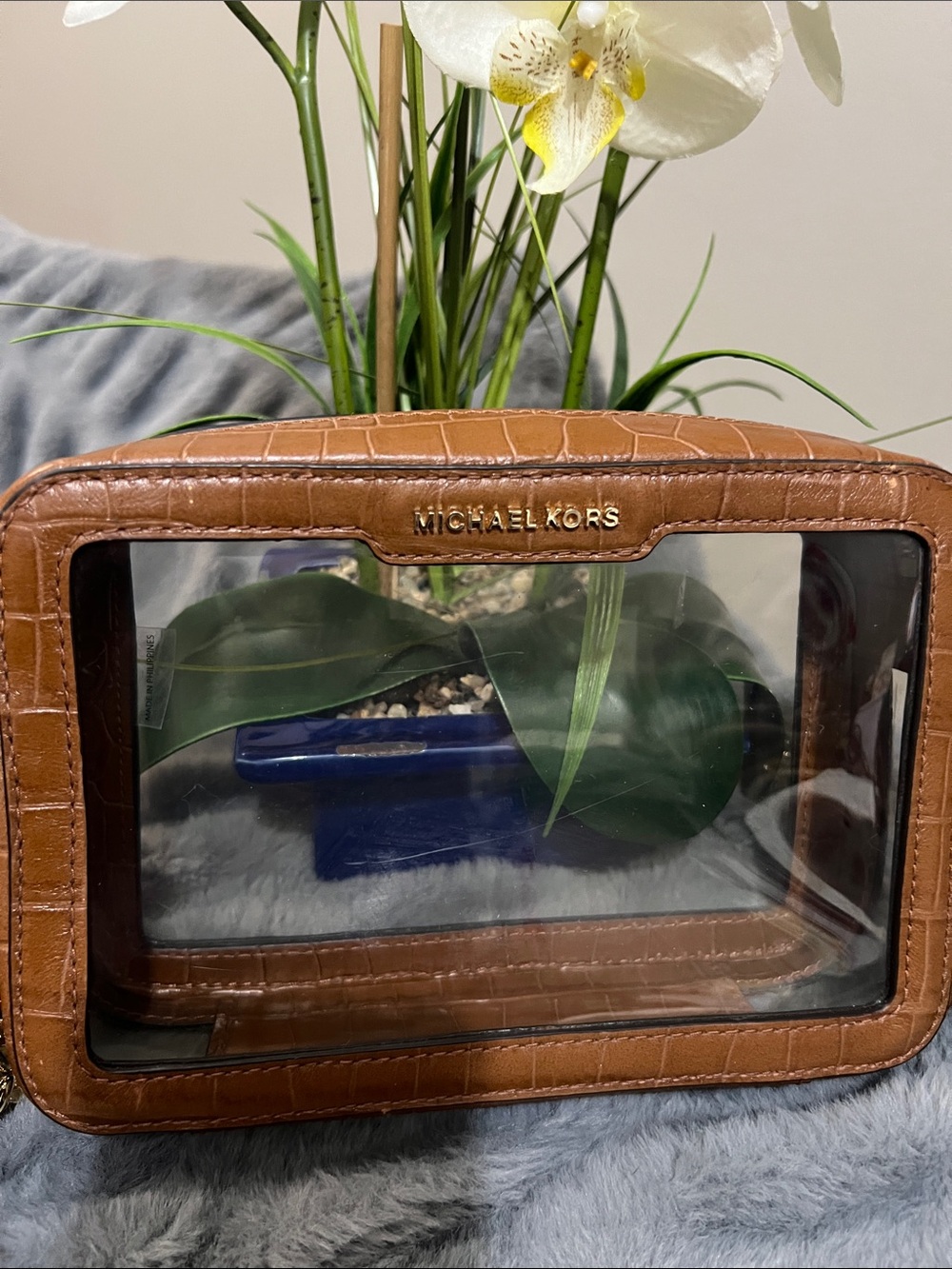 Michael Kors Ginny Camera Brown Clear Crossbody Bag EUC retail $158 - Picture 2 of 9